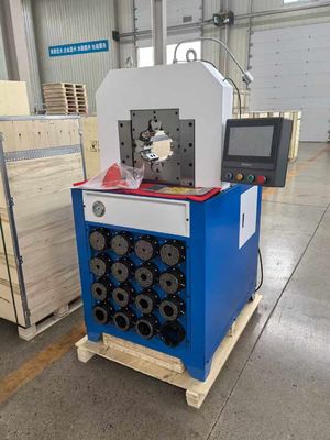 3 इंच पीएलसी नियंत्रण प्रणाली 5.5kw 300 टुकड़े/घंटा हाइड्रोलिक नली दबाने की मशीन 800 टुकड़े/घंटा