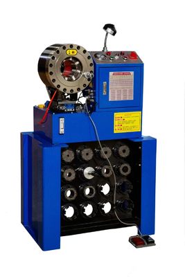 स्टेनलेस स्टील पाइप नली crimping मशीन P38 braided नली crimper उच्च सटीकता 1.5 और 2 इंच रैक और तेजी से परिवर्तन मोल्ड उपकरण / हाइड्रोलिक नली दबाव के साथ