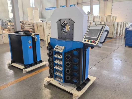 OEM सेवा 0.01mm सटीकता नली Crimping मशीन 4 इंच बड़ी क्षमता Crimping रेंज इलेक्ट्रिक हाइड्रोलिक Crimping उपकरण