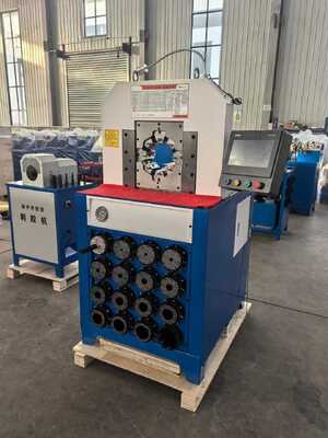 3 इंच 6-76 मिमी हाइड्रोलिक होज़ क्रिम्पिंग मशीन, 15 डाइज़ और कुशल होज़ प्रेसिंग के लिए फास्ट चेंज मोल्ड के साथ